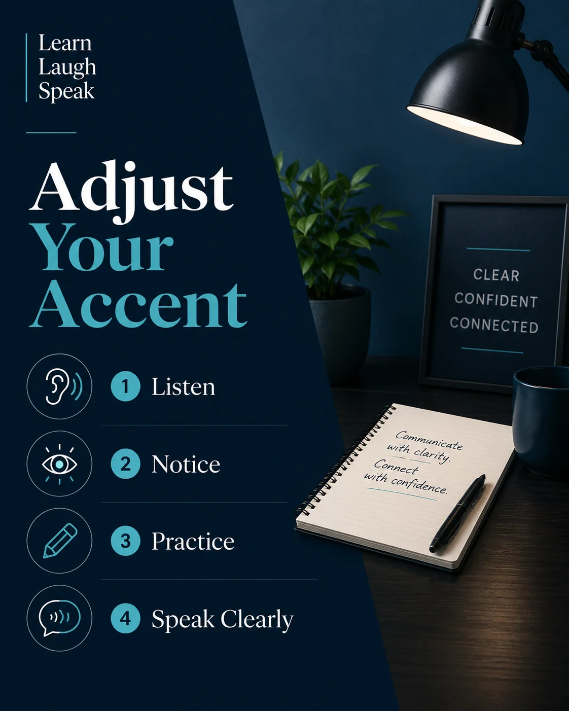 adjust your accent with this 4 step infographic on how to