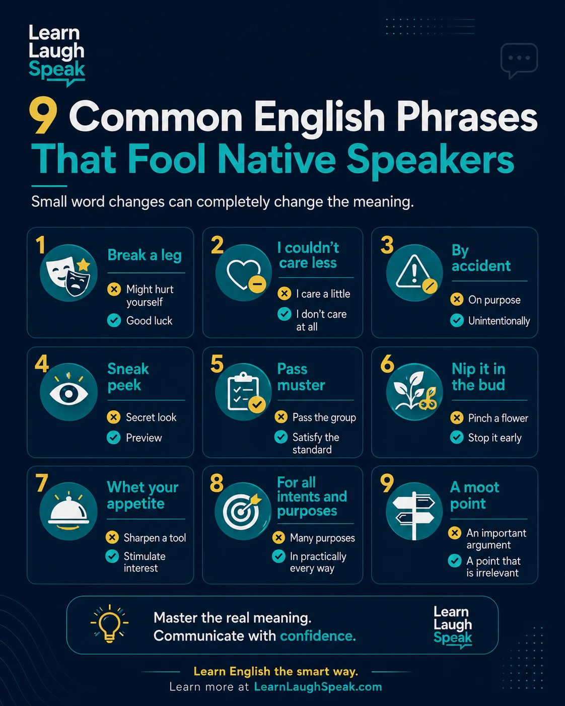 Learn Laugh Speak CTA image encouraging adults to learn common English phrases, avoid mistakes, and communicate more naturally.