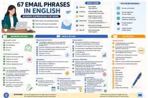 infographic on email phrases and situations to use them