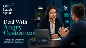 A person speaking with someone from customer service dealing with a complaint or a angry customer