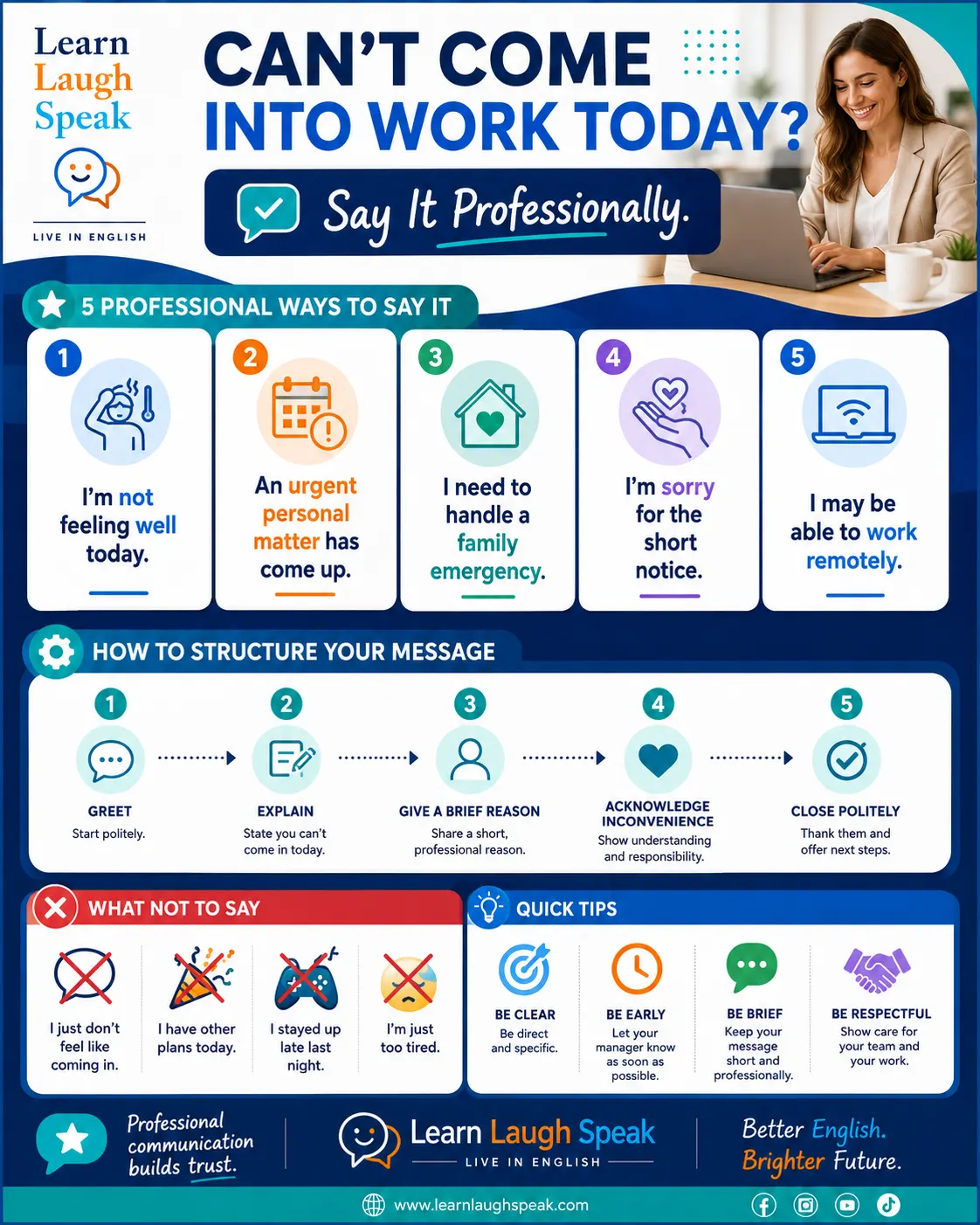 can't come into work professionally infographic for students to download