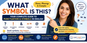 What symbol is this banner by learn laugh speak