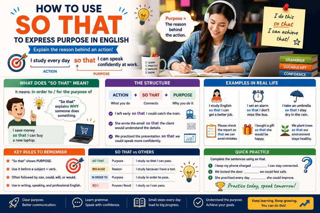 Is That So Example How to Easily Use So That to Express Purpose in English - Learn Laugh Speak