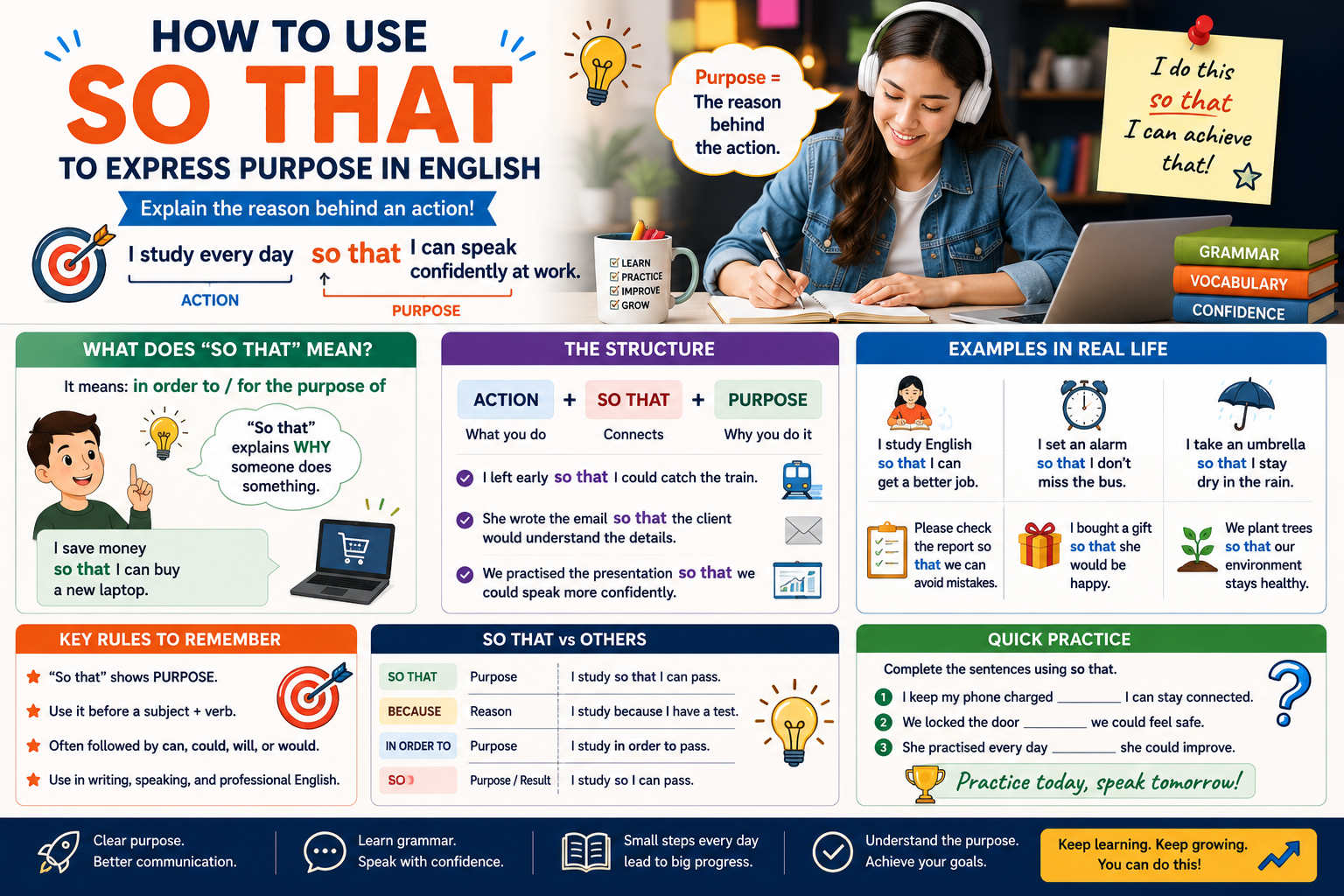 infographic on how to use that to express purpose