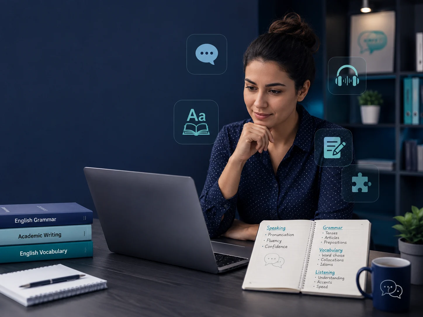 a person learning facing the common problems in English learning