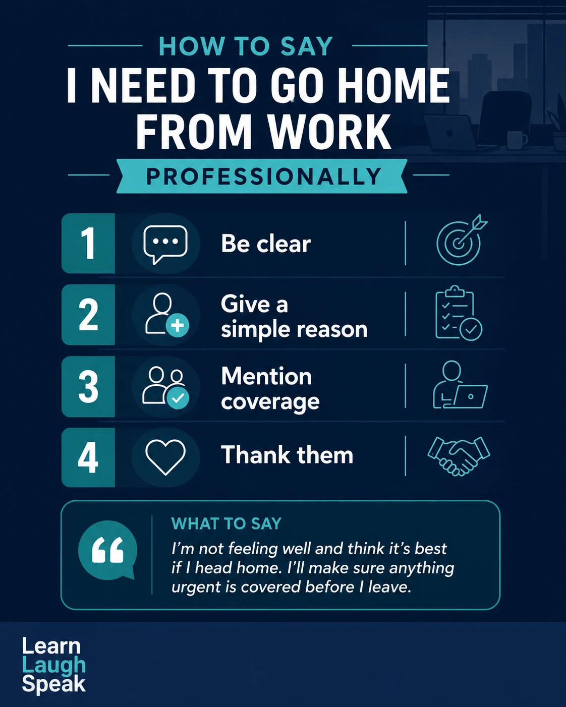 useful infographic to download on how to Say I Need to Go Home from Work