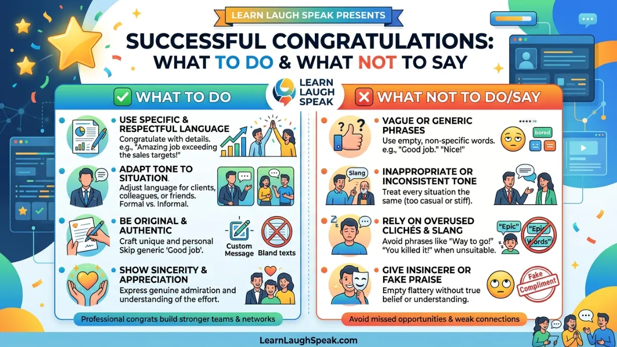 infographic for phrases to say congratulations in English