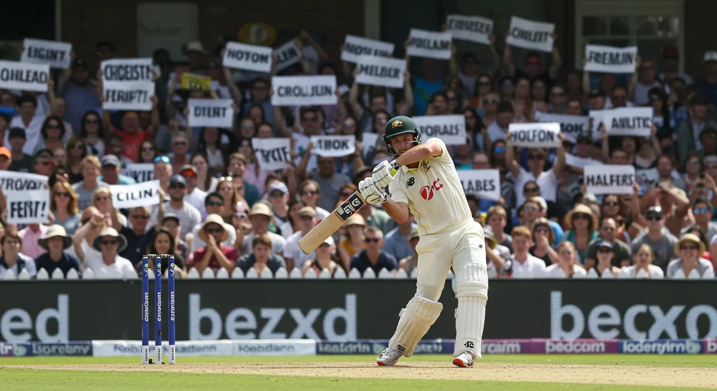 Cricket Vocabulary banner and striking shot from the batsman