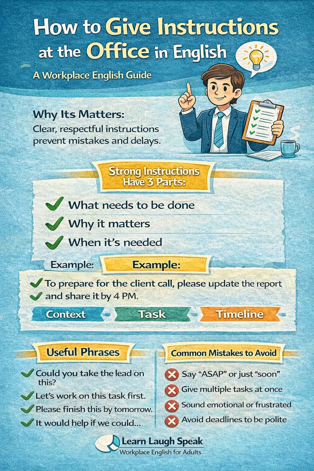 give instructions professionally