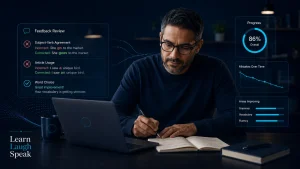 Personalized education for adults man learning with feedback.