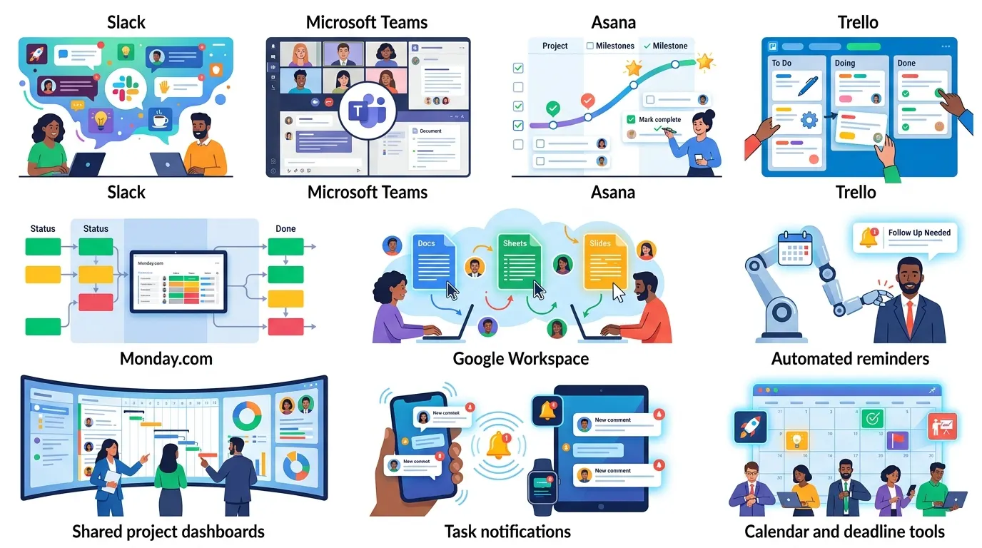 infographic on different ways teams Politely Ask for a Status Update