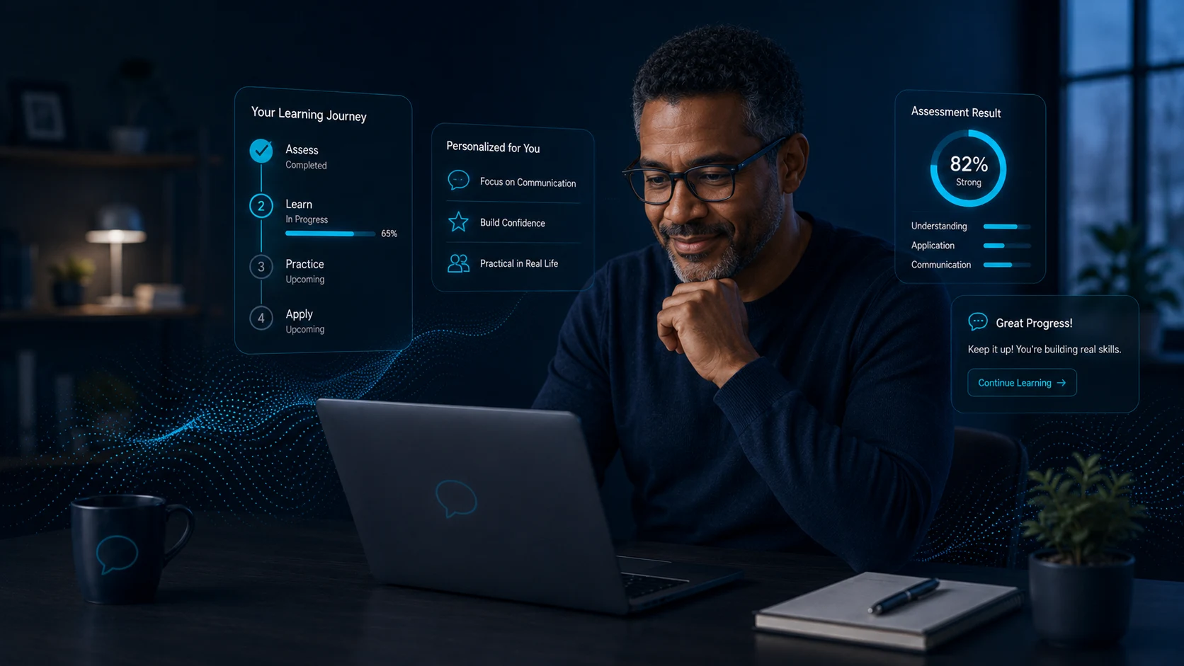 Digital Education for Adults a Man learning