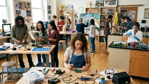 children in a classroom learning by doing